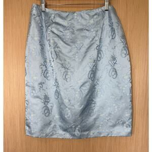 NEW Vintage Talbots 100% Silk Floral Skirt Size 14 Lined Blue Event Wedding
